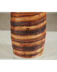 Tall Orange-Brown Artisan Ceramic Vase with Swirl Design