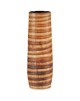 Tall Orange-Brown Artisan Ceramic Vase with Swirl Design