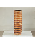 Tall Orange-Brown Artisan Ceramic Vase with Swirl Design