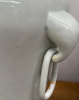 Tall Pair of White Ceramic Vases with Elephant Head Handles - FEA Home