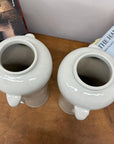 Tall Pair of White Ceramic Vases with Elephant Head Handles - FEA Home