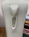 Tall Pair of White Ceramic Vases with Elephant Head Handles - FEA Home