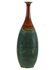 Tall Pottery Vase with Fluted Neck and Drip Glaze in Brown and Green-1. Asian & Chinese Furniture, Art, Antiques, Vintage Home Décor for sale at FEA Home