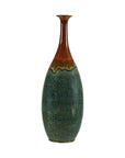 Tall Pottery Vase with Fluted Neck and Drip Glaze in Brown and Green-20. Asian & Chinese Furniture, Art, Antiques, Vintage Home Décor for sale at FEA Home