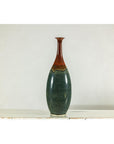 Tall Pottery Vase with Fluted Neck and Drip Glaze in Brown and Green-4. Asian & Chinese Furniture, Art, Antiques, Vintage Home Décor for sale at FEA Home