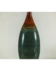 Tall Pottery Vase with Fluted Neck and Drip Glaze in Brown and Green-6. Asian & Chinese Furniture, Art, Antiques, Vintage Home Décor for sale at FEA Home