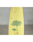 Tall & Skinny Yellow Ceramic Vase with Hand-Painted Flowers