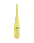 Tall & Skinny Yellow Ceramic Vase with Hand-Painted Flowers