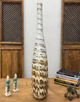 Tall Slender White & Brown Ceramic Vase with Drip Cascade, SKU , image 2