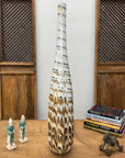 Tall Slender White & Brown Ceramic Vase with Drip Cascade, SKU , image 3