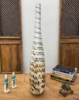 Tall Slender White & Brown Ceramic Vase with Drip Cascade, SKU , image 4