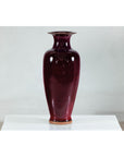 Tall Stoneware Vase with Deep Oxblood Flambé Glaze-8. Asian & Chinese Furniture, Art, Antiques, Vintage Home Décor for sale at FEA Home