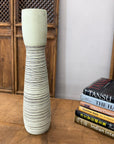Tall White Ceramic Prem Vase with Brown Swirls - FEA Home