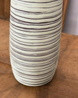 Tall White Ceramic Prem Vase with Brown Swirls - FEA Home