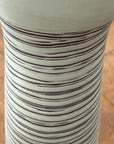 Tall White Ceramic Prem Vase with Brown Swirls - FEA Home