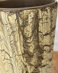 Textured Beige & Brown Crackled Glaze Ceramic Vase - FEA Home