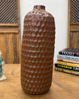Textured Ceramic Vase in Orange-Brown & Moss Green Finish, SKU , image 4