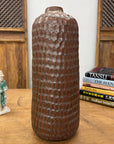 Textured Ceramic Vase in Reddish-Brown & Black Finish - FEA Home