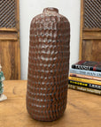 Textured Ceramic Vase in Reddish-Brown & Black Finish - FEA Home