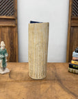 Textured Cream & Ochre Prem Vase with Blue Color Inside - FEA Home