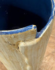 Textured Cream & Ochre Prem Vase with Blue Color Inside - FEA Home