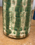 Textured Green & Cream Ceramic Vase with Star Design - FEA Home