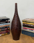 Textured Reddish Brown & Black Glazed Ceramic Vase - FEA Home