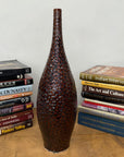Textured Reddish Brown & Black Glazed Ceramic Vase - FEA Home