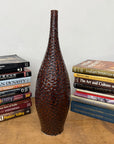Textured Reddish Brown & Black Glazed Ceramic Vase - FEA Home