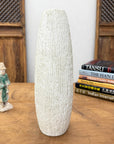 Textured White Bark Styled Ceramic Vase with Round Opening, SKU , image 2