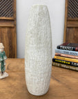 Textured White Bark Styled Ceramic Vase with Round Opening, SKU , image 3