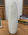 Textured White Bark Styled Ceramic Vase with Round Opening, SKU , image 4
