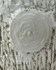 Textured White Glazed Ceramic Pedestal with Brown Detail - FEA Home