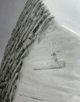 Textured White Glazed Ceramic Pedestal with Brown Detail - FEA Home