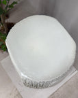 Textured White Glazed Ceramic Pedestal with Brown Detail - FEA Home