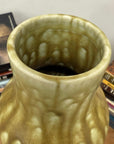 Two-Tone Green Ceramic Vase with Mustard Drip Glaze Accent - FEA Home