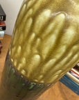 Two-Tone Green Ceramic Vase with Mustard Drip Glaze Accent - FEA Home