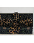 Vintage Black Lacquer Box with Gilt Bamboo and Green Leaf Motifs-13. Asian & Chinese Furniture, Art, Antiques, Vintage Home Décor for sale at FEA Home