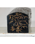 Vintage Black Lacquer Box with Gilt Bamboo and Green Leaf Motifs-14. Asian & Chinese Furniture, Art, Antiques, Vintage Home Décor for sale at FEA Home