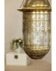Vintage Brass Hanging Lantern with Floral and Lattice Motifs-12. Asian & Chinese Furniture, Art, Antiques, Vintage Home Décor for sale at FEA Home