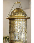 Vintage Brass Hanging Lantern with Floral and Lattice Motifs-13. Asian & Chinese Furniture, Art, Antiques, Vintage Home Décor for sale at FEA Home