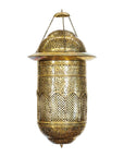 Vintage Brass Hanging Lantern with Floral and Lattice Motifs-1. Asian & Chinese Furniture, Art, Antiques, Vintage Home Décor for sale at FEA Home