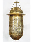 Vintage Brass Hanging Lantern with Floral and Lattice Motifs-4. Asian & Chinese Furniture, Art, Antiques, Vintage Home Décor for sale at FEA Home