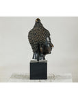 Vintage Bronze Buddha Head Sculpture Mounted on Black Laminate Display Base-11. Asian & Chinese Furniture, Art, Antiques, Vintage Home Décor for sale at FEA Home