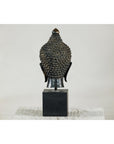 Vintage Bronze Buddha Head Sculpture Mounted on Black Laminate Display Base-12. Asian & Chinese Furniture, Art, Antiques, Vintage Home Décor for sale at FEA Home