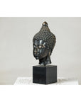 Vintage Bronze Buddha Head Sculpture Mounted on Black Laminate Display Base-14. Asian & Chinese Furniture, Art, Antiques, Vintage Home Décor for sale at FEA Home