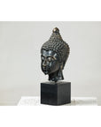 Vintage Bronze Buddha Head Sculpture Mounted on Black Laminate Display Base-15. Asian & Chinese Furniture, Art, Antiques, Vintage Home Décor for sale at FEA Home