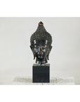 Vintage Bronze Buddha Head Sculpture Mounted on Black Laminate Display Base-3. Asian & Chinese Furniture, Art, Antiques, Vintage Home Décor for sale at FEA Home