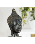 Vintage Bronze Buddha Head Sculpture Mounted on Black Laminate Display Base-4. Asian & Chinese Furniture, Art, Antiques, Vintage Home Décor for sale at FEA Home