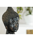 Vintage Bronze Buddha Head Sculpture Mounted on Black Laminate Display Base-6. Asian & Chinese Furniture, Art, Antiques, Vintage Home Décor for sale at FEA Home